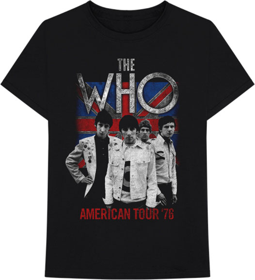 Who- American Tour 76 on a black ringspun cotton shirt