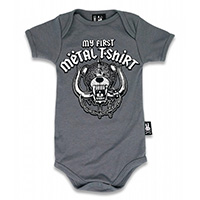 My First Metal Shirt Onesie by Six Bunnies (S:0-3m, M:3-6m, L:6-12m, XL:12-18m)  - in gray - SALE 6/12 m only