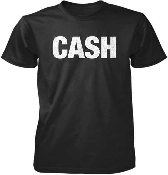 Johnny Cash- Cash Logo on a black ringspun cotton shirt