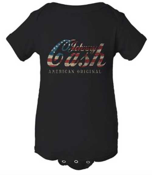 Johnny Cash- American Original on a black onesie (Sale price!)