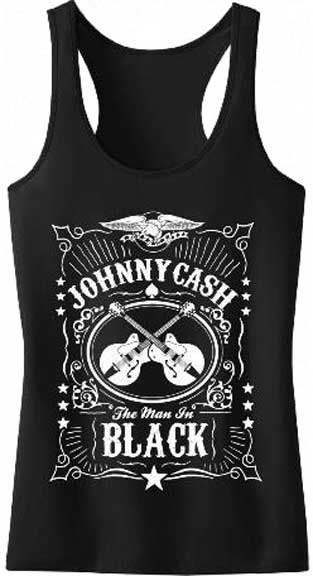 Johnny Cash- The Man In Black on a girls racerback shirt