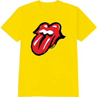 Rolling Stones- Tongue on a yellow ringspun cotton shirt