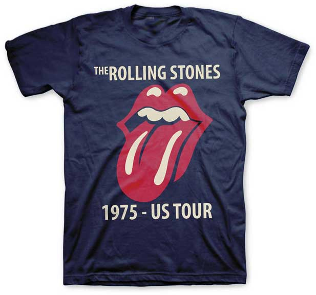 Rolling Stones- 1975 US Tour on a navy shirt