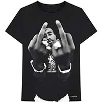 Tupac- Fingers (Jumbo Print) on a black shirt