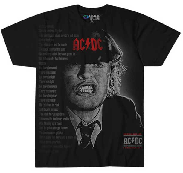 AC/DC- Angus Face (Large Print) on a black shirt