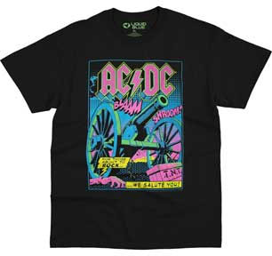 AC/DC- For Those About To Rock Black Light on a black shirt