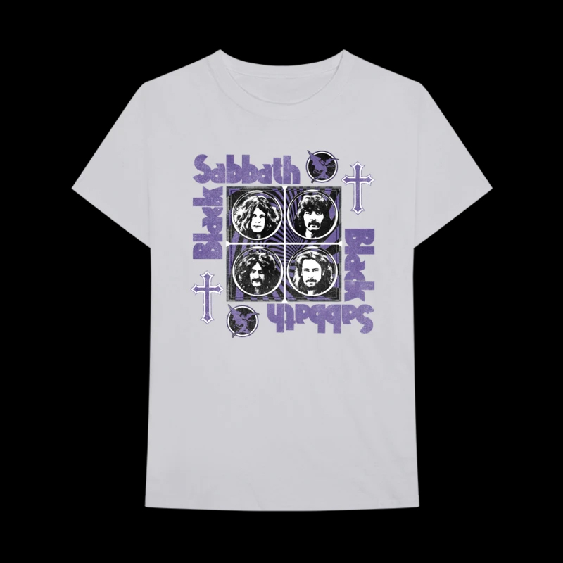 Black Sabbath- Faces And Crosses on a white shirt