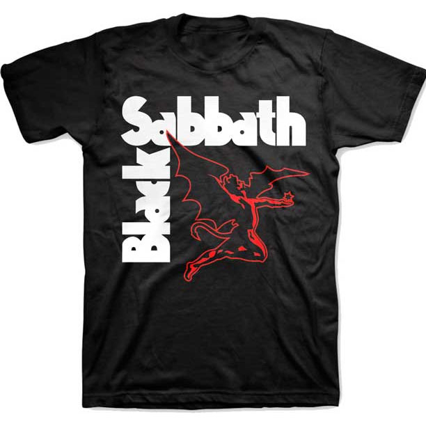 Black Sabbath- Winged Demon on a black shirt