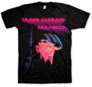 Black Sabbath- Paranoid on a black shirt