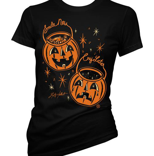 Smile Now Cry Later Women's Tee by Cartel Ink & Lucky Hellcat - Pumpkins (Sale price!)