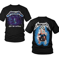 Metallica- Ride The Lightning on front, Electric Chair on back on a black shirt