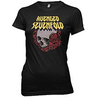 Avenged Sevenfold- Skull & Roses on a black girls fitted shirt 