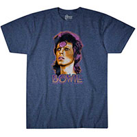 David Bowie- Ziggy Stardust on a dark blue heather shirt