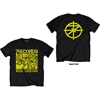 7 Seconds- Walk Together Rock Together on front, Symbol on back on a black ringspun cotton shirt