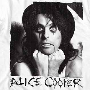 Alice Cooper- Photo on a white ringspun cotton shirt