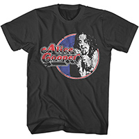 Alice Cooper- Circle Pic And Red Logo on a charcoal ringspun cotton shirt