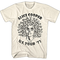Alice Cooper- Medusa (US Tour 73) on a natural ringspun cotton shirt