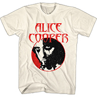 Alice Cooper- Face In Circle on a natural ringspun cotton shirt