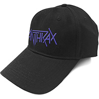 Anthrax- Purple Logo on a black baseball hat