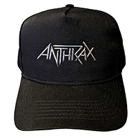 Anthrax- Silver Logo on a black baseball hat