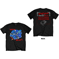 Beastie Boys- Hello Nasty '98 on front, Tour Dates on back on a black ringspun cotton shirt
