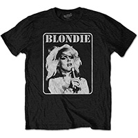 Blondie- Presente Poster on a black ringspun cotton shirt