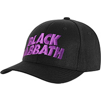Black Sabbath- Purple Logo on front, Demon on back on a black baseball hat