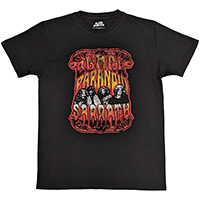 Black Sabbath- Paranoid Psych on a black ringspun cotton shirt