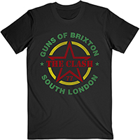 Clash- Guns Of Brixton on a black ringspun cotton shirt