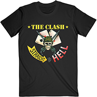 Clash- Straight To Hell on a black ringspun cotton shirt
