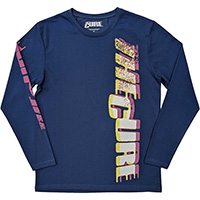 Cure- Logo on front & Sleeve on a blue long sleeve shirt