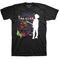 Cure- Boys Don't Cry (White Silhouette) on a black ringspun cotton shirt