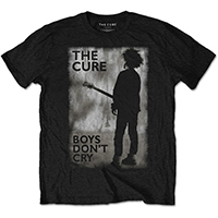 Cure- Boys Don't Cry on a black ringspun cotton shirt