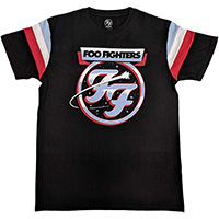 Foo Fighters- Logo on a black shirt with tri-striped sleeves