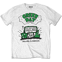 Green Day- Welcome To Paradise on a white ringspun cotton shirt