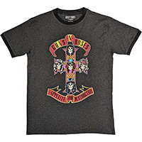 Guns N Roses- Appetite For Destruction on a charcoal/black ringer shirt