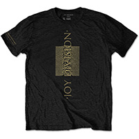 Joy Division- Logo Over Unknown Pleasures on front, Unknown Pleasures on sleeve on a black shirt