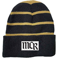 My Chemical Romance- MCR on a black/yellow beanie