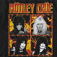 Motley Crue- Fire & Wire Band Pics on a black ringspun cotton shirt