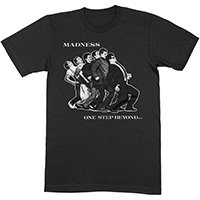 Madness- One Step Beyond on a black ringspun cotton shirt