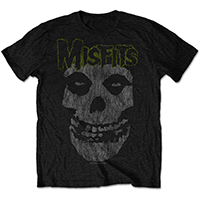 Misfits- Distressed Skull & Green Logo on a black ringspun cotton shirt