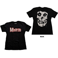 Misfits- Logo on front, Streak Skull on back on a black ringspun cotton shirt