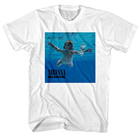 Nirvana- Nevermind Cover on front, Songs on back on a white shirt