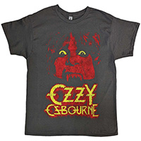 Ozzy Osbourne- Red Face on a charcoal grey ringspun cotton shirt