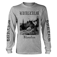 Burzum- Filosofem on front & back, Sleeve Prints on a white long sleeve shirt 