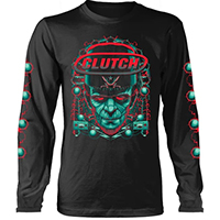 Clutch- Frankenstein With Black & Sleeve Prints on a black long sleeve shirt