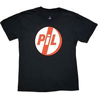 Public Image Limited- PiL (Red & White Print) on a black ringspun cotton shirt