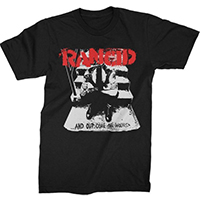 Rancid- And Out Come The Wolves on a black shirt