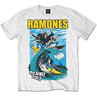 Ramones- Rockaway Beach on a white ringspun cotton shirt