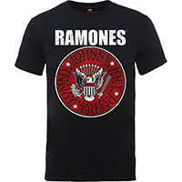 Ramones- Red Presidential Seal on a black ringspun cotton shirt